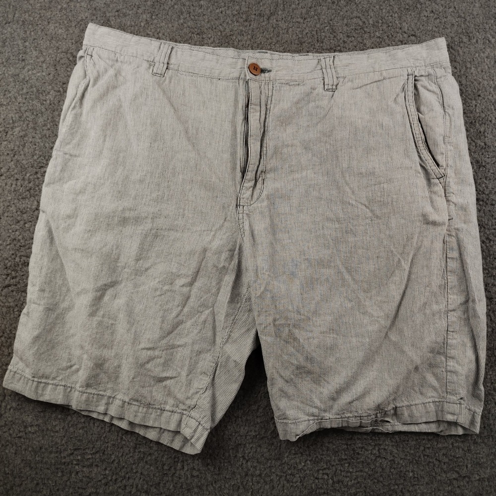 Tommy Bahama Linen Blend Shorts Mens 40 Blue White Micro Stripe EUC